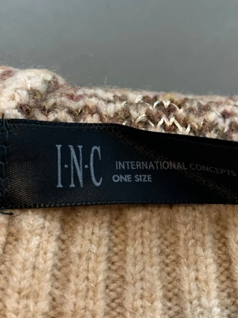 INC International Concepts Women's Leopard Shine Beanie Hat, Natural, One Size